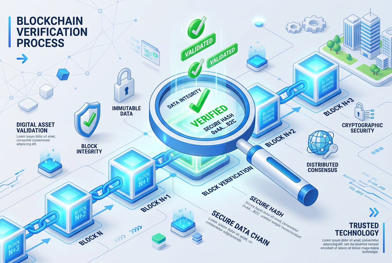 Szczegółowa infografika przedstawiająca metodologię weryfikacji on-chain w kasynach kryptowalutowych